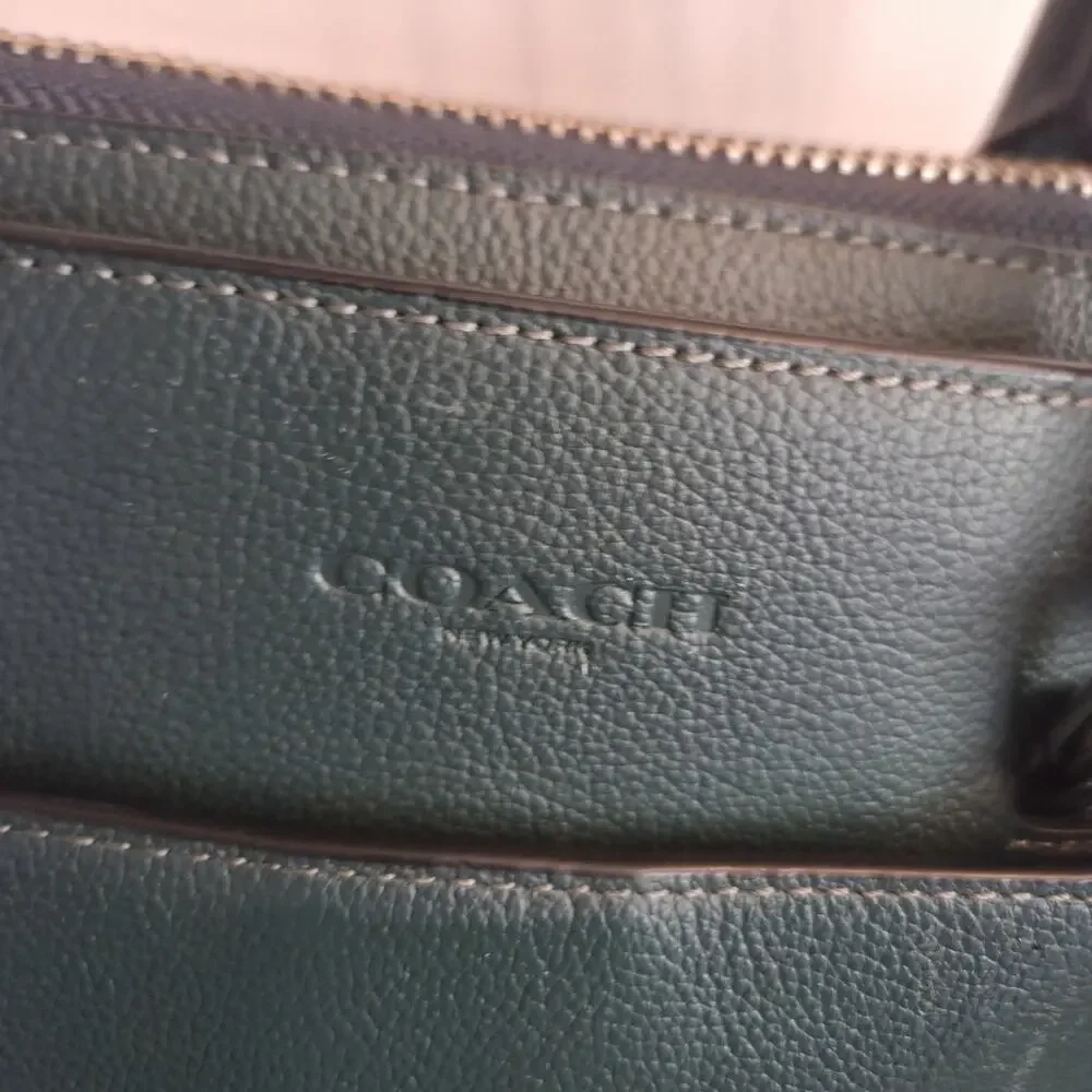 Coach Beckett Structured Dark Green Calf Leather Briefcase Beautiful F73524